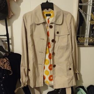 J. Crew Women's Beige Trench Coat with Patterned Lining